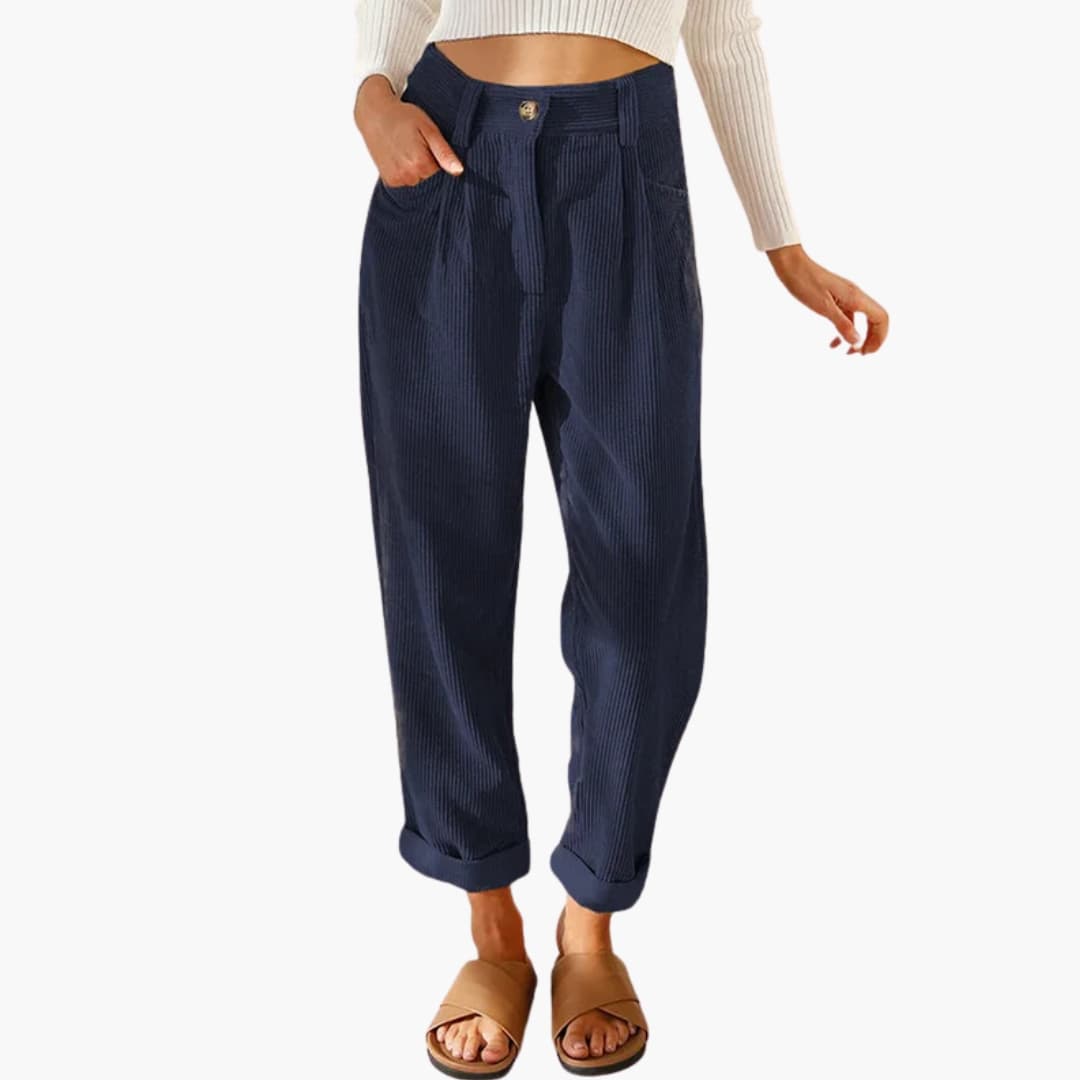 Comfortable Women's Corduroy Trousers with Elastic Waist