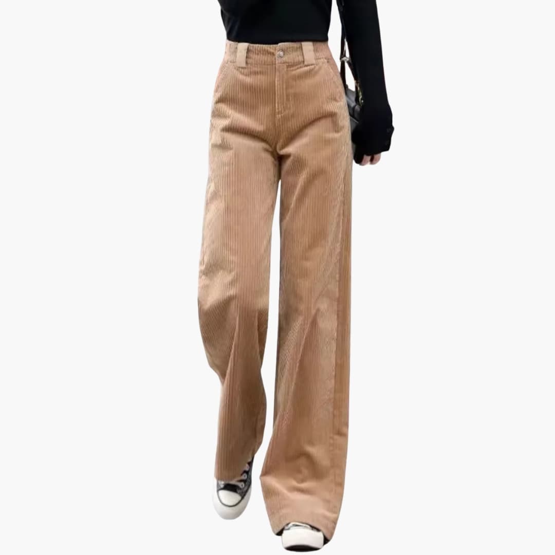 High Waisted Corduroy Trousers for Women - Olytrend