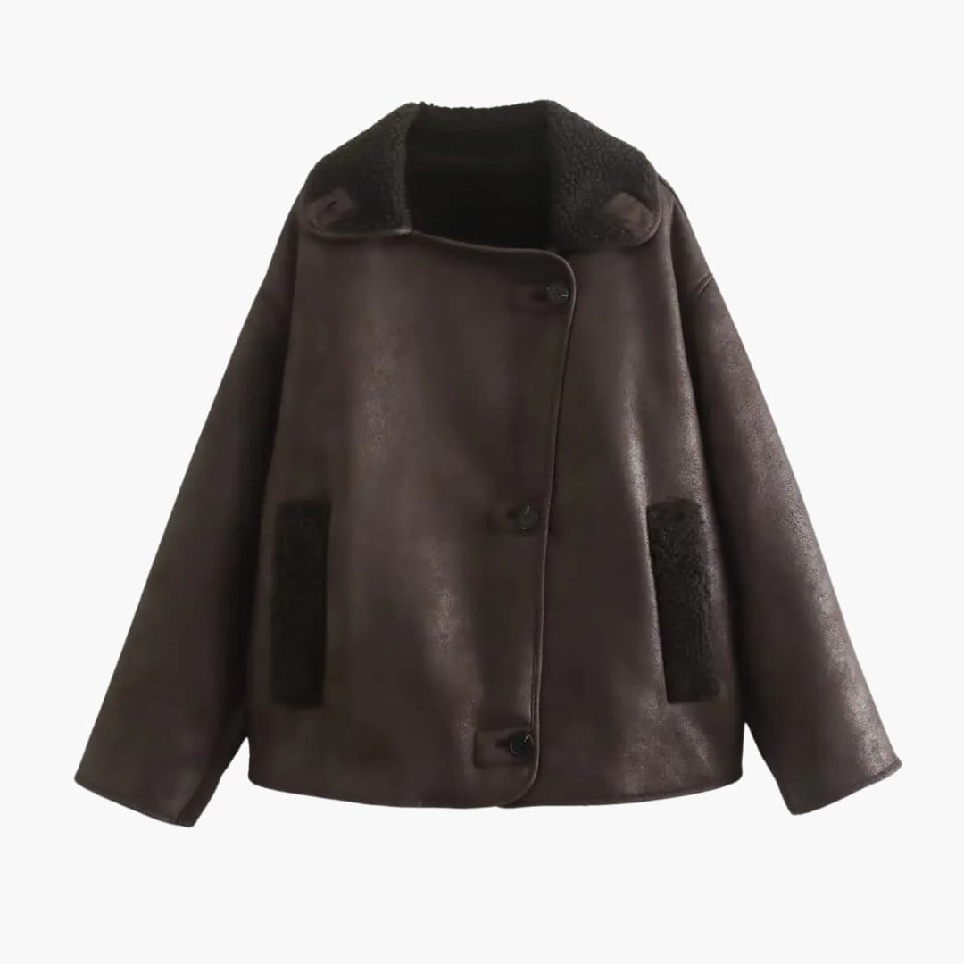 Soft Women's Coat with Pockets and Classic Collar - Olytrend