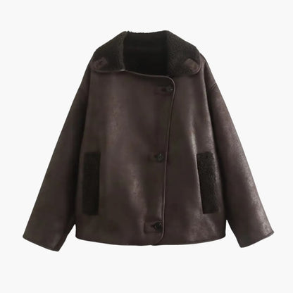 Soft Women's Coat with Pockets and Classic Collar - Olytrend