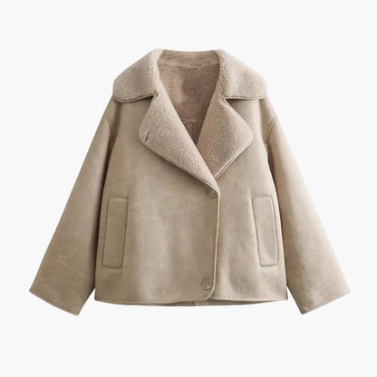 Soft Women's Coat with Pockets and Classic Collar
