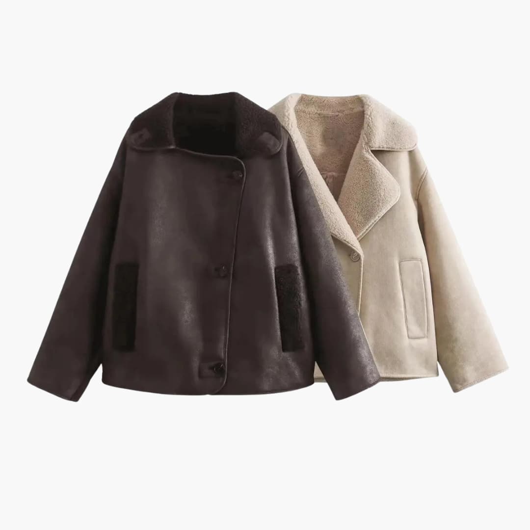 Soft Women's Coat with Pockets and Classic Collar