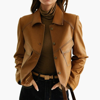 Ladies Classic Tan Coat with Long Sleeves - Olytrend
