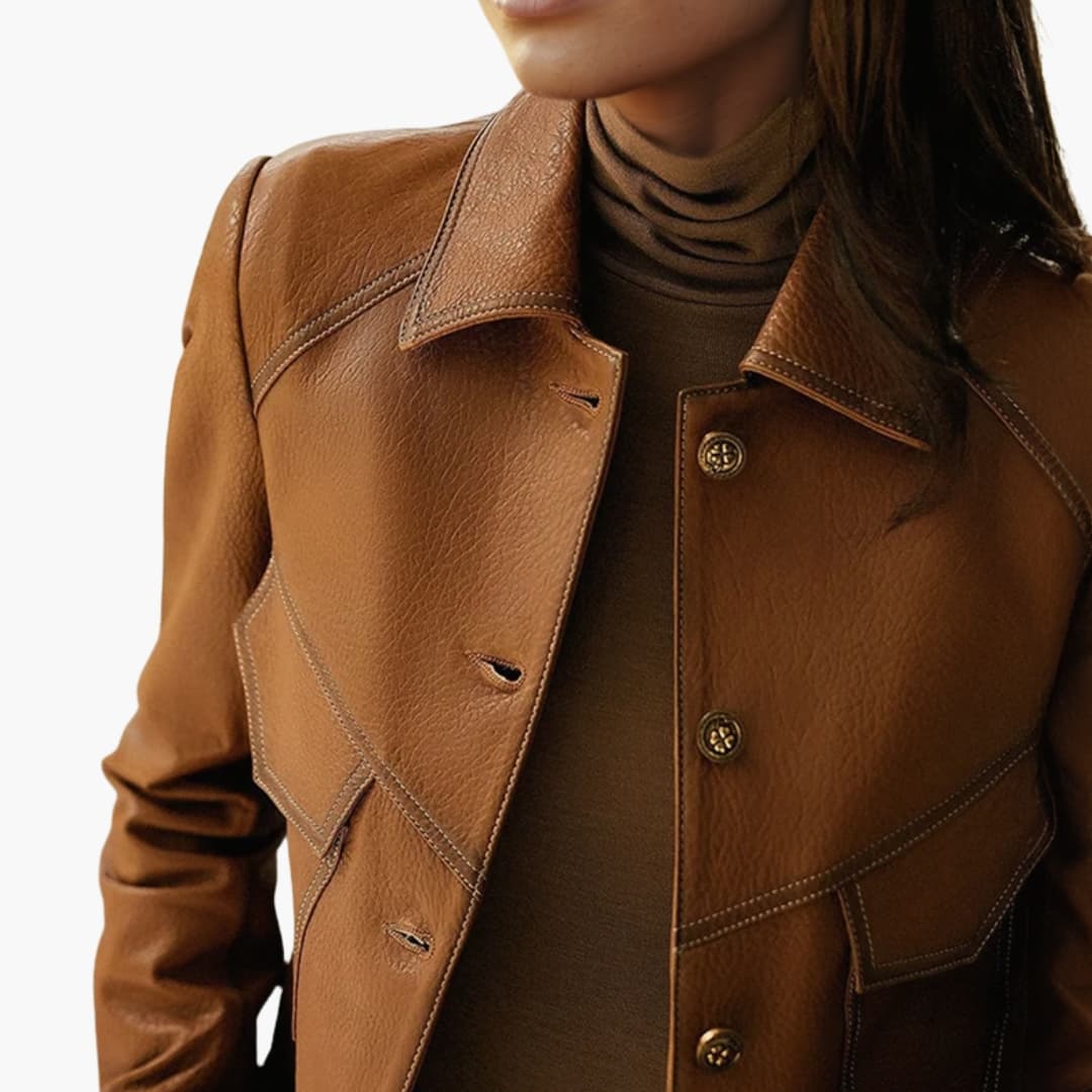 Ladies Classic Tan Coat with Long Sleeves