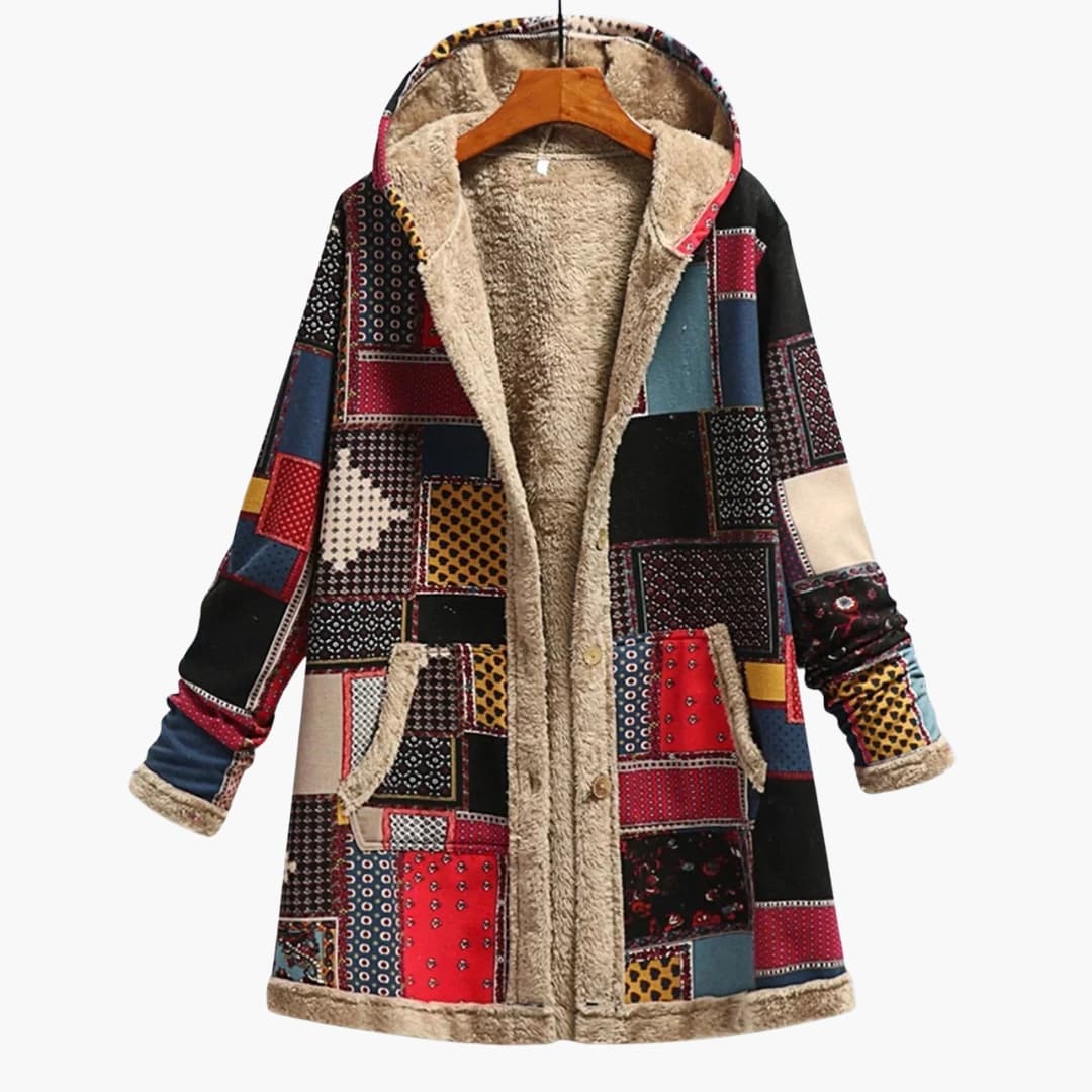Ladies' Patchwork Button Parka Jacket - Olytrend