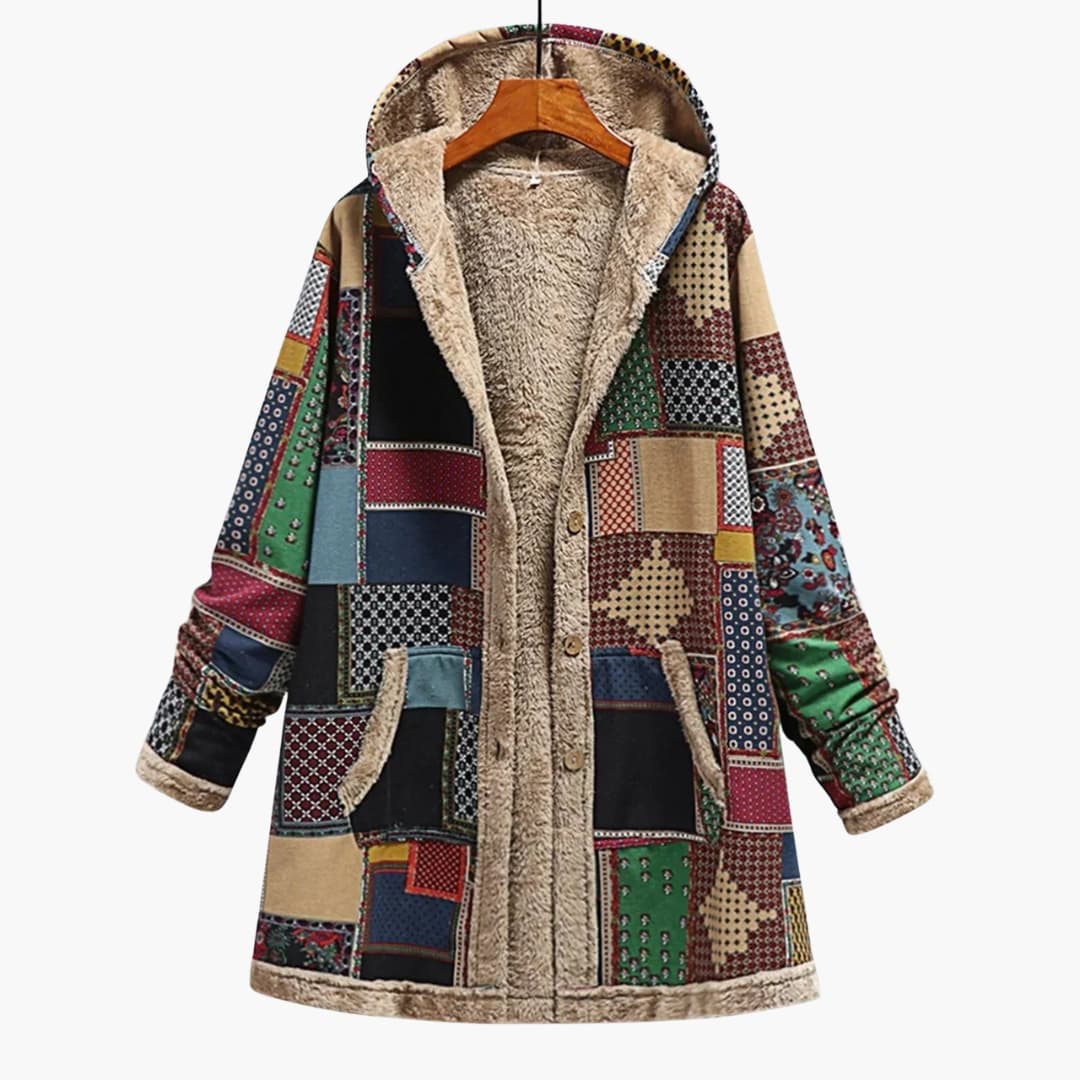 Ladies' Patchwork Button Parka Jacket