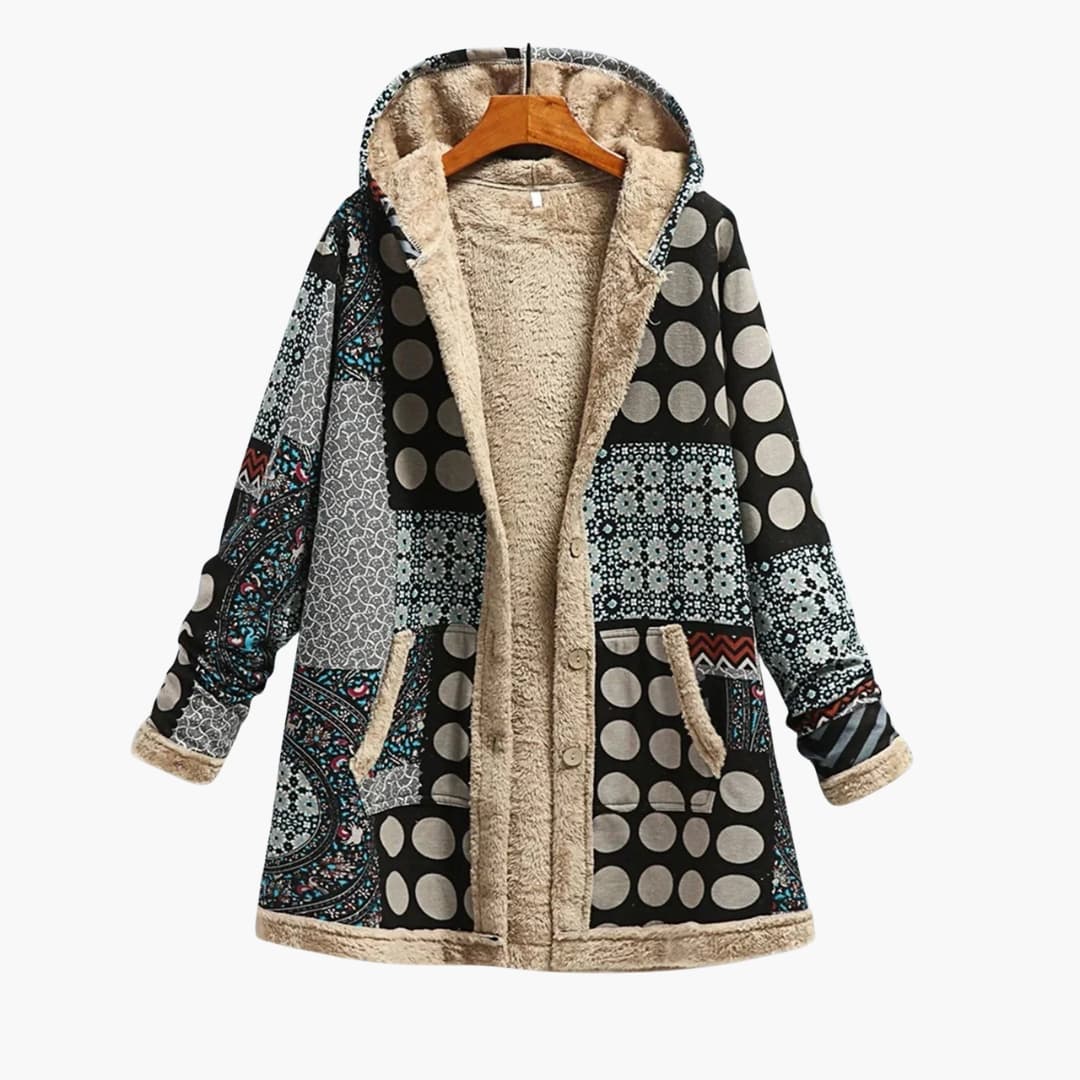 Ladies' Patchwork Button Parka Jacket
