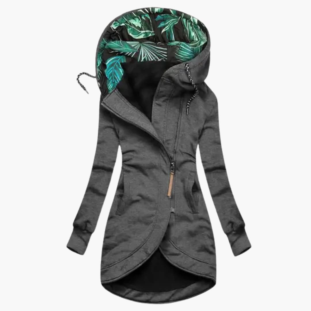 Ladies' Parka Coat with Side Pockets and Zip Front