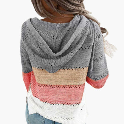 Ladies' Striped Crew Neck Long Sleeve Sweater