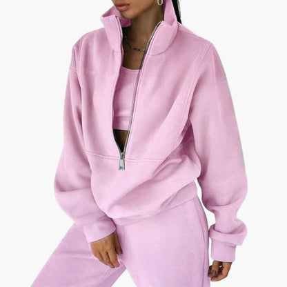 Soft Women's Sweat Suit with Zip Up Top - Olytrend