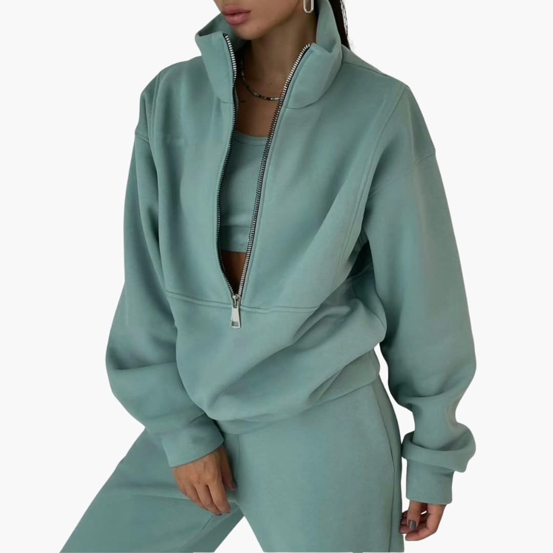 Soft Women's Sweat Suit with Zip Up Top