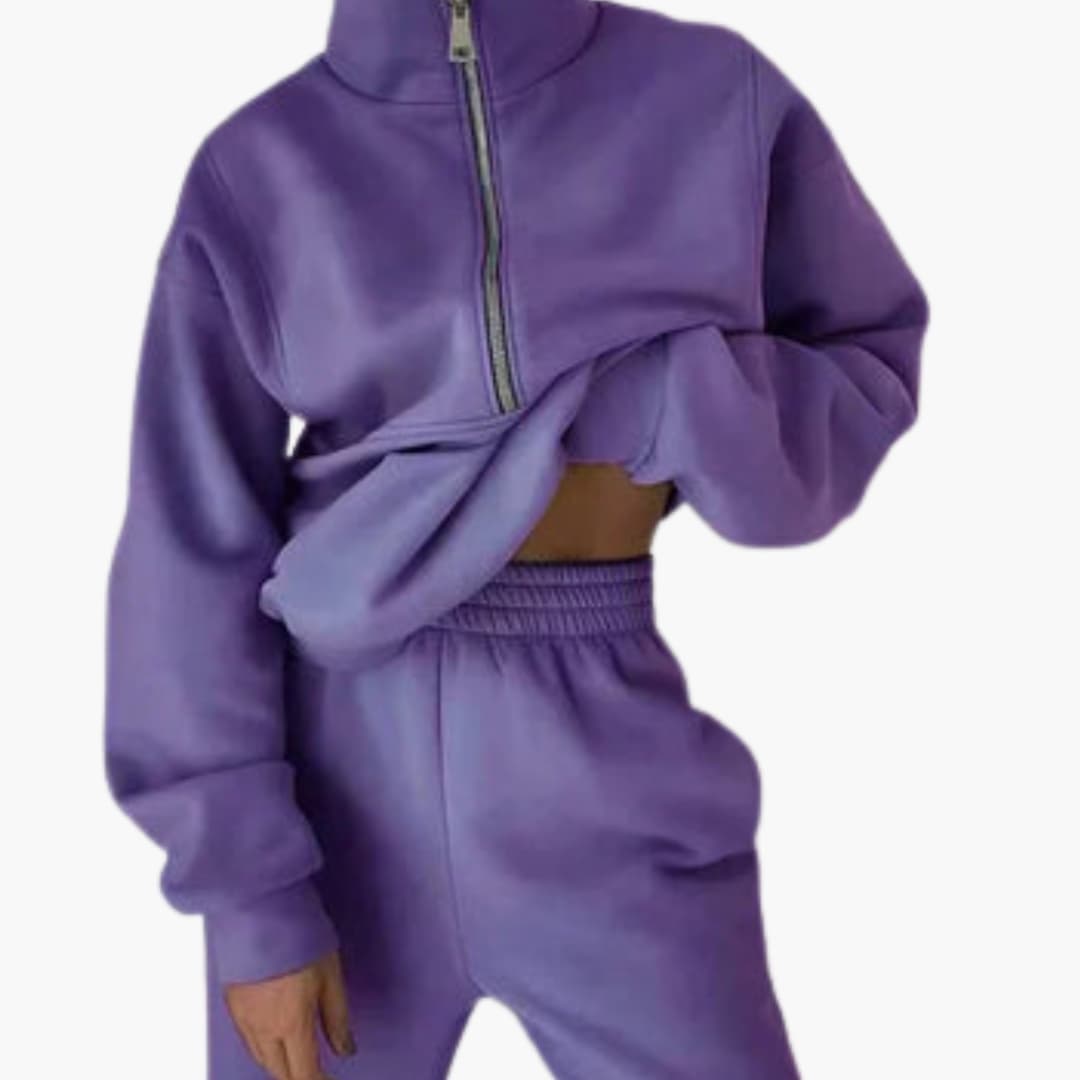 Soft Women's Sweat Suit with Zip Up Top