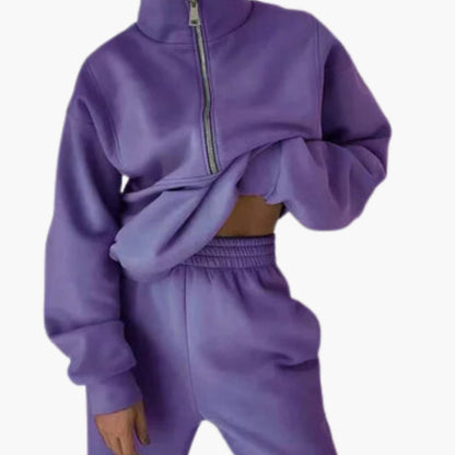 Soft Women's Sweat Suit with Zip Up Top