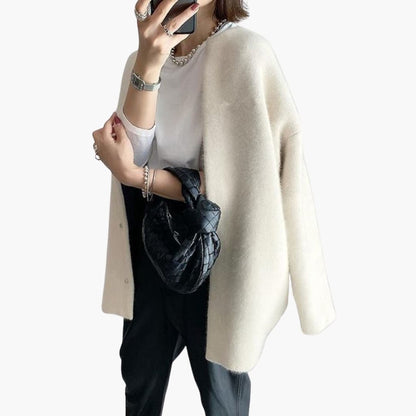 Ladies' Open Front Snap Button Sweater