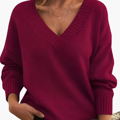 Comfy Women's V Neck Jumper Sweater
