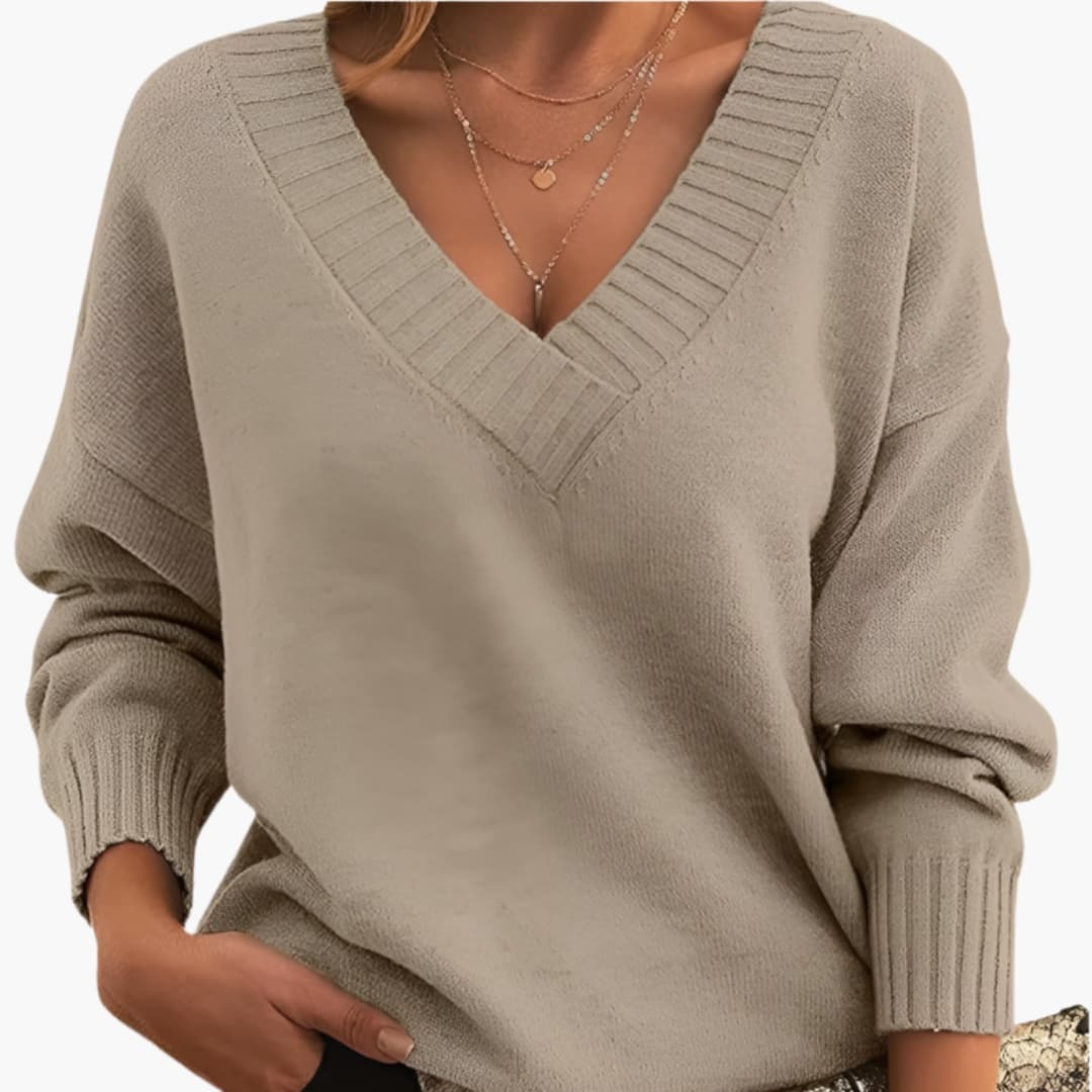 Comfy Women's V Neck Jumper Sweater