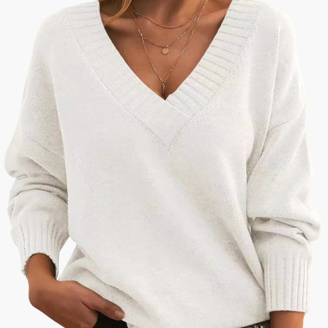 Comfy Women's V Neck Jumper Sweater