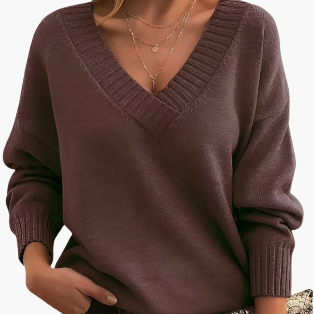 Comfy Women's V Neck Jumper Sweater