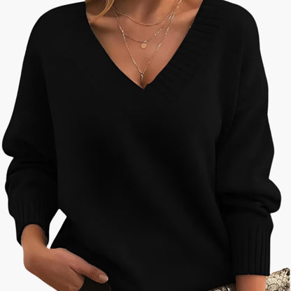 Comfy Women's V Neck Jumper Sweater