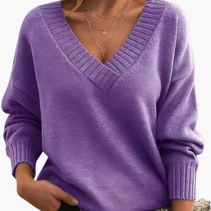 Comfy Women's V Neck Jumper Sweater