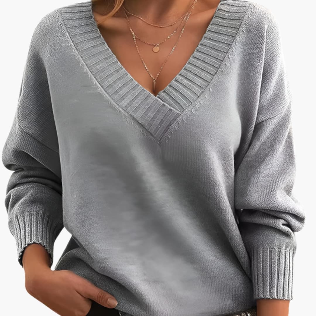 Comfy Women's V Neck Jumper Sweater