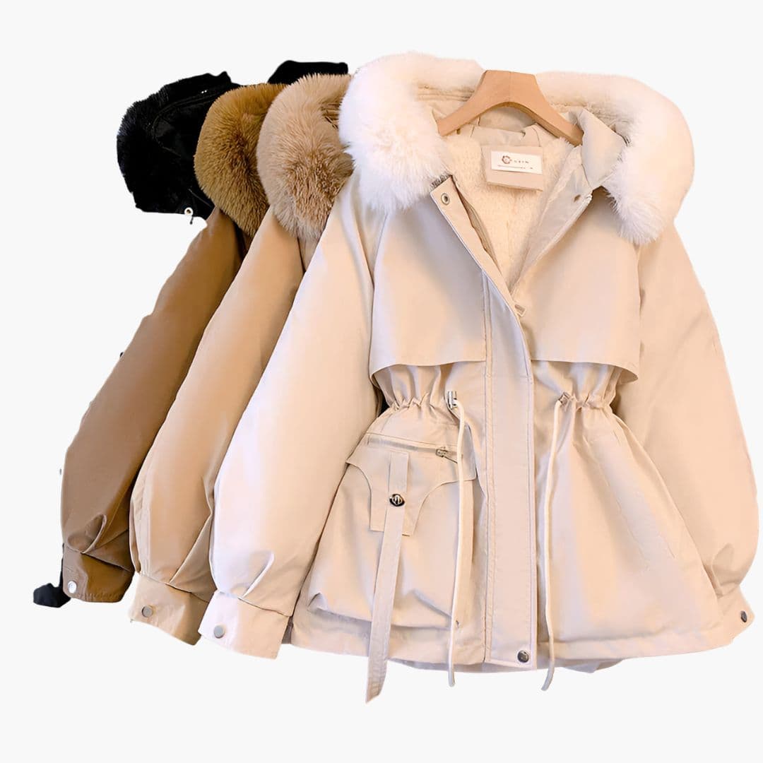 Ladies' Waterproof Red Parka Jacket with Hood