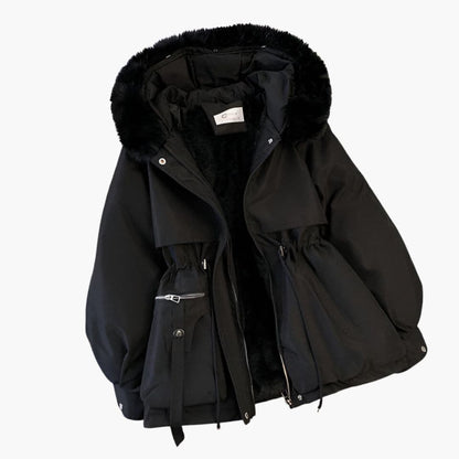 Ladies' Waterproof Red Parka Jacket with Hood