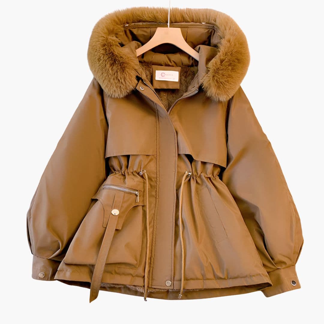 Ladies' Waterproof Red Parka Jacket with Hood