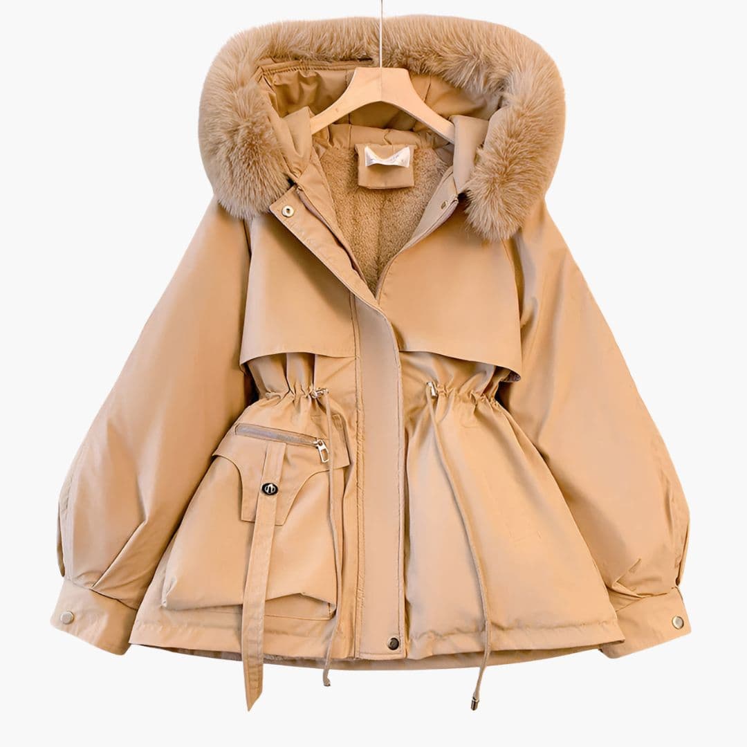 Ladies' Waterproof Red Parka Jacket with Hood