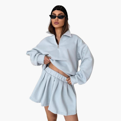 Ladies' Half-Zip Sweater with Flared Skirt