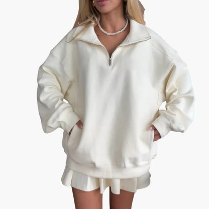 Ladies' Half-Zip Sweater with Flared Skirt