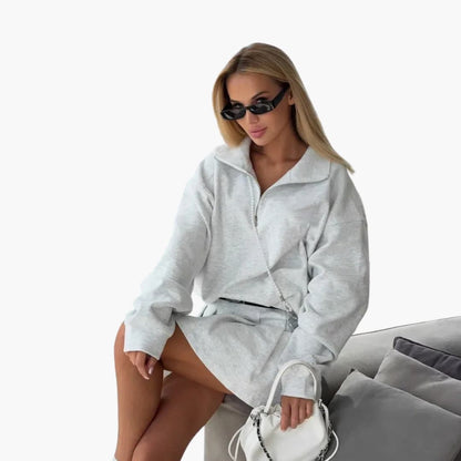 Ladies' Half-Zip Sweater with Flared Skirt