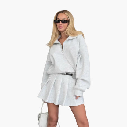 Ladies' Half-Zip Sweater with Flared Skirt
