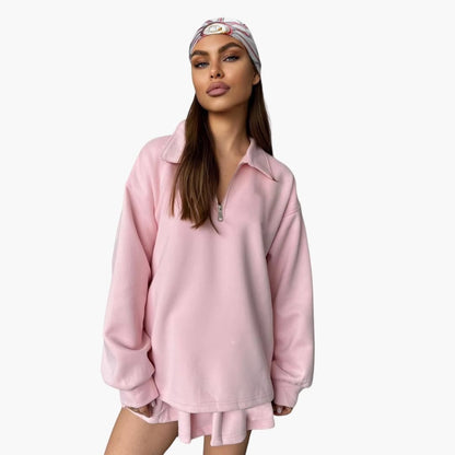 Ladies' Half-Zip Sweater with Flared Skirt