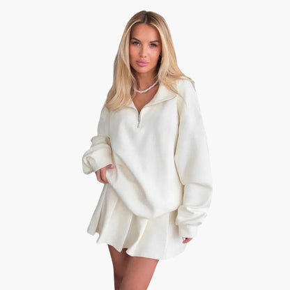 Ladies' Half-Zip Sweater with Flared Skirt