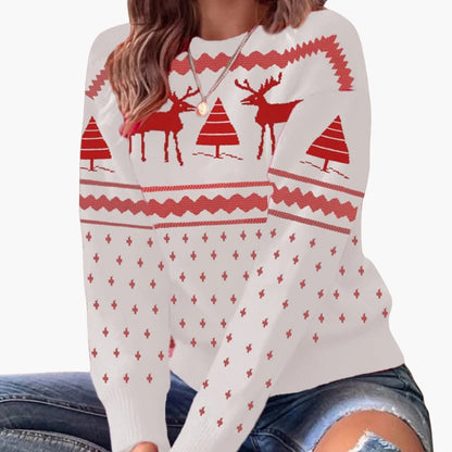 Cozy Ladies Christmas Reindeer Pullover Sweater