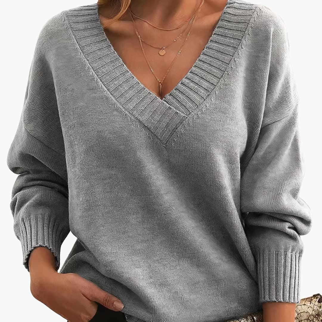 Ladies' V Neck Long Sleeve Jumper Sweater