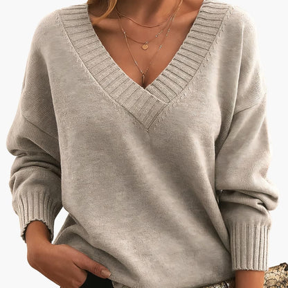 Ladies' V Neck Long Sleeve Jumper Sweater