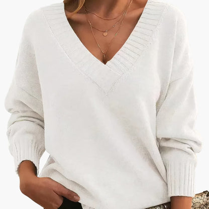 Ladies' V Neck Long Sleeve Jumper Sweater