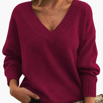 Ladies' V Neck Long Sleeve Jumper Sweater