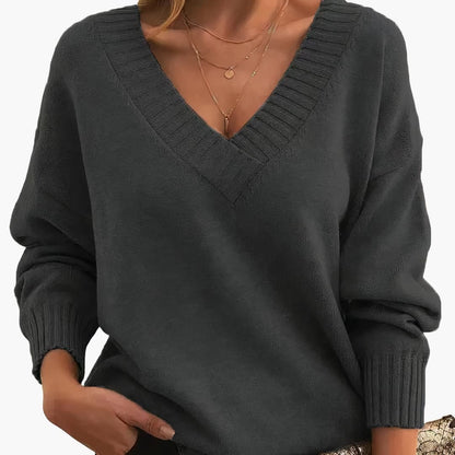 Ladies' V Neck Long Sleeve Jumper Sweater