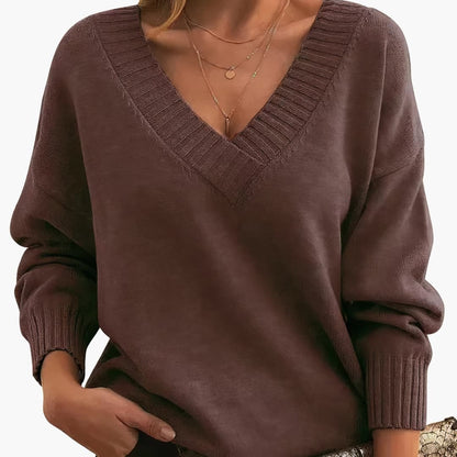 Ladies' V Neck Long Sleeve Jumper Sweater