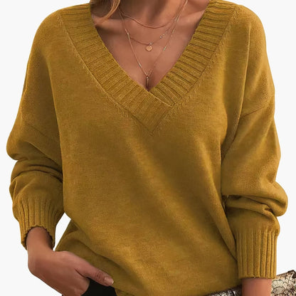 Ladies' V Neck Long Sleeve Jumper Sweater