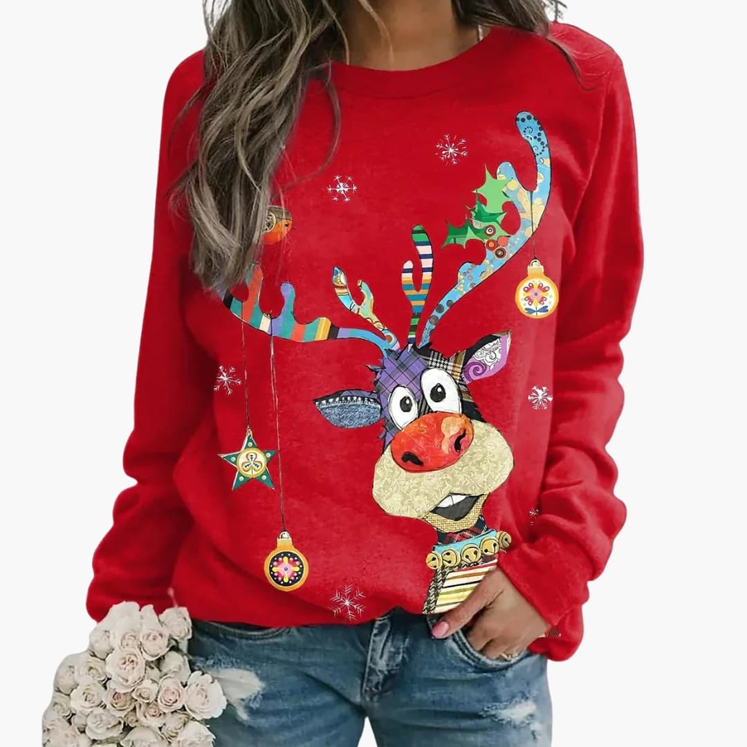 Cozy Women's Holiday Sweater with Long Sleeves - Olytrend