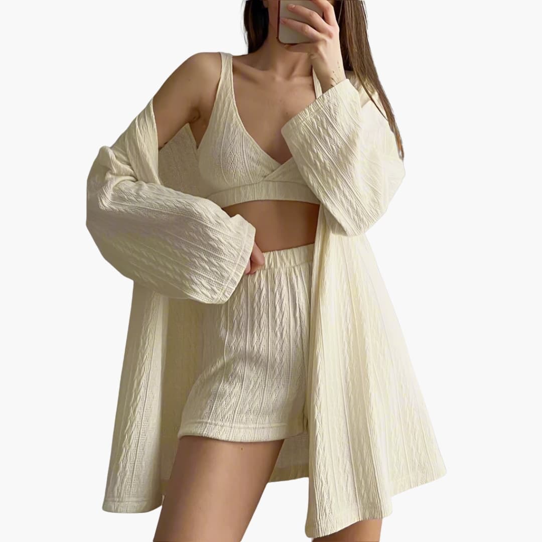 Ladies' Sleepwear Set with Jacket and Pants - Olytrend