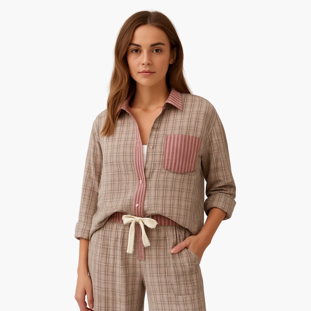 Ladies' Sleepwear Striped Pajama Top Set