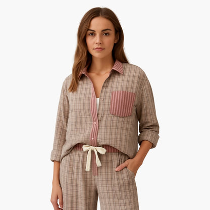 Ladies' Sleepwear Striped Pajama Top Set