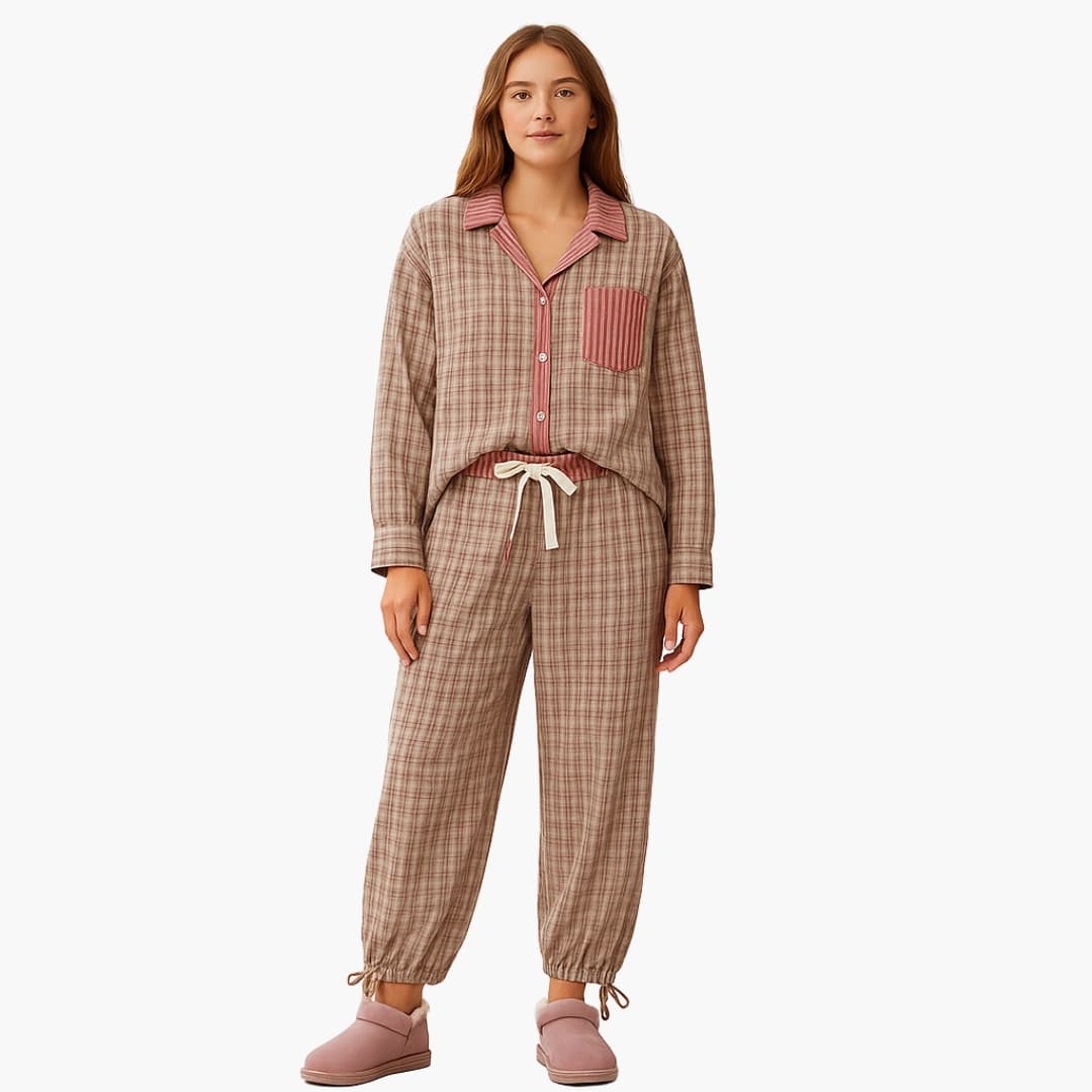 Ladies' Sleepwear Striped Pajama Top Set - Olytrend