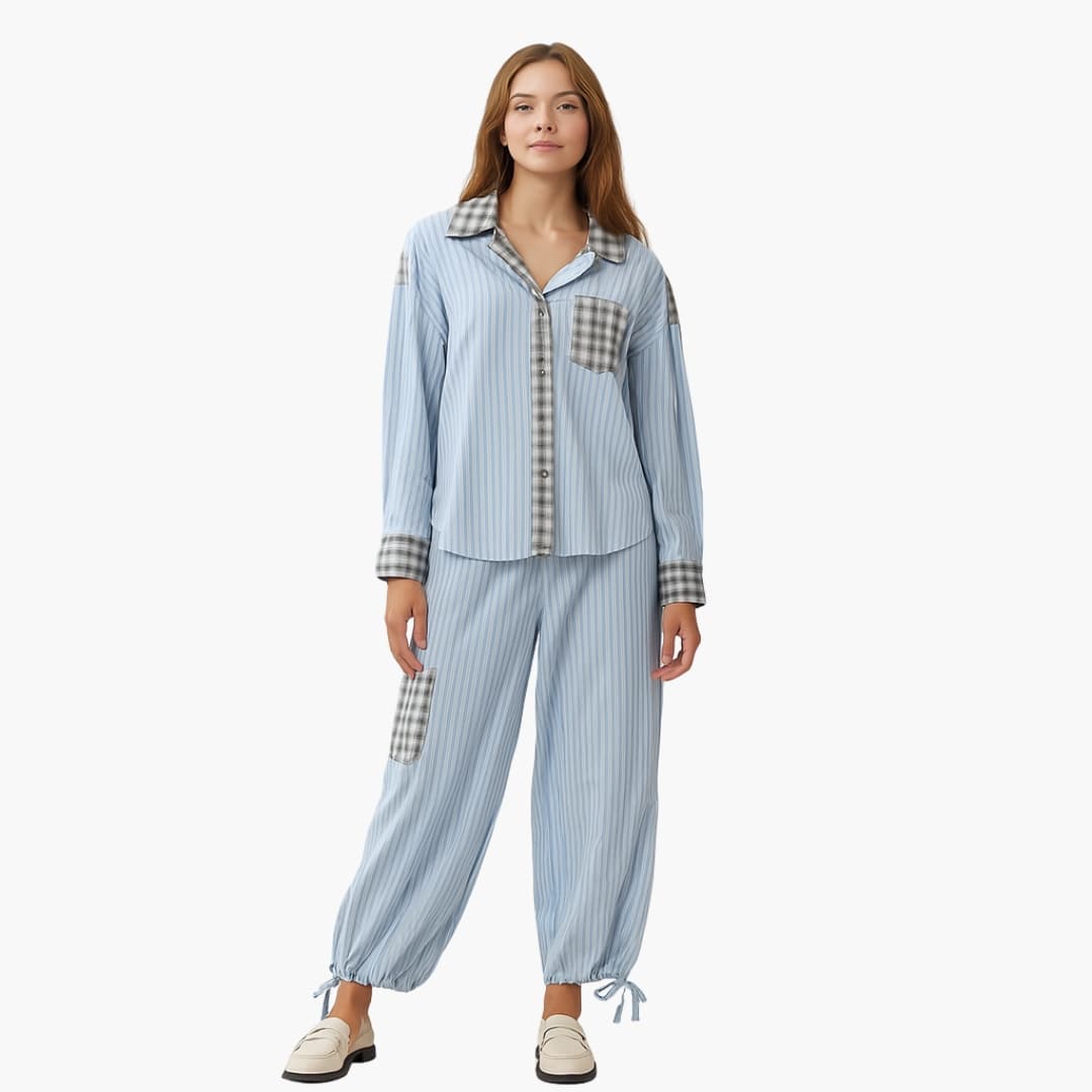 Ladies' Sleepwear Striped Pajama Top Set