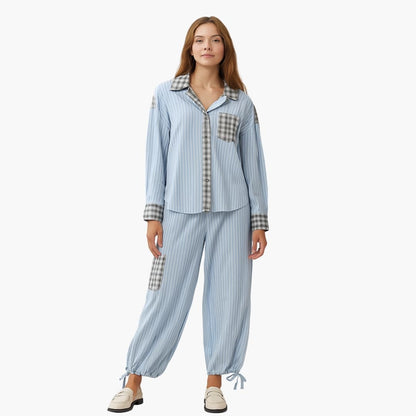 Ladies' Sleepwear Striped Pajama Top Set